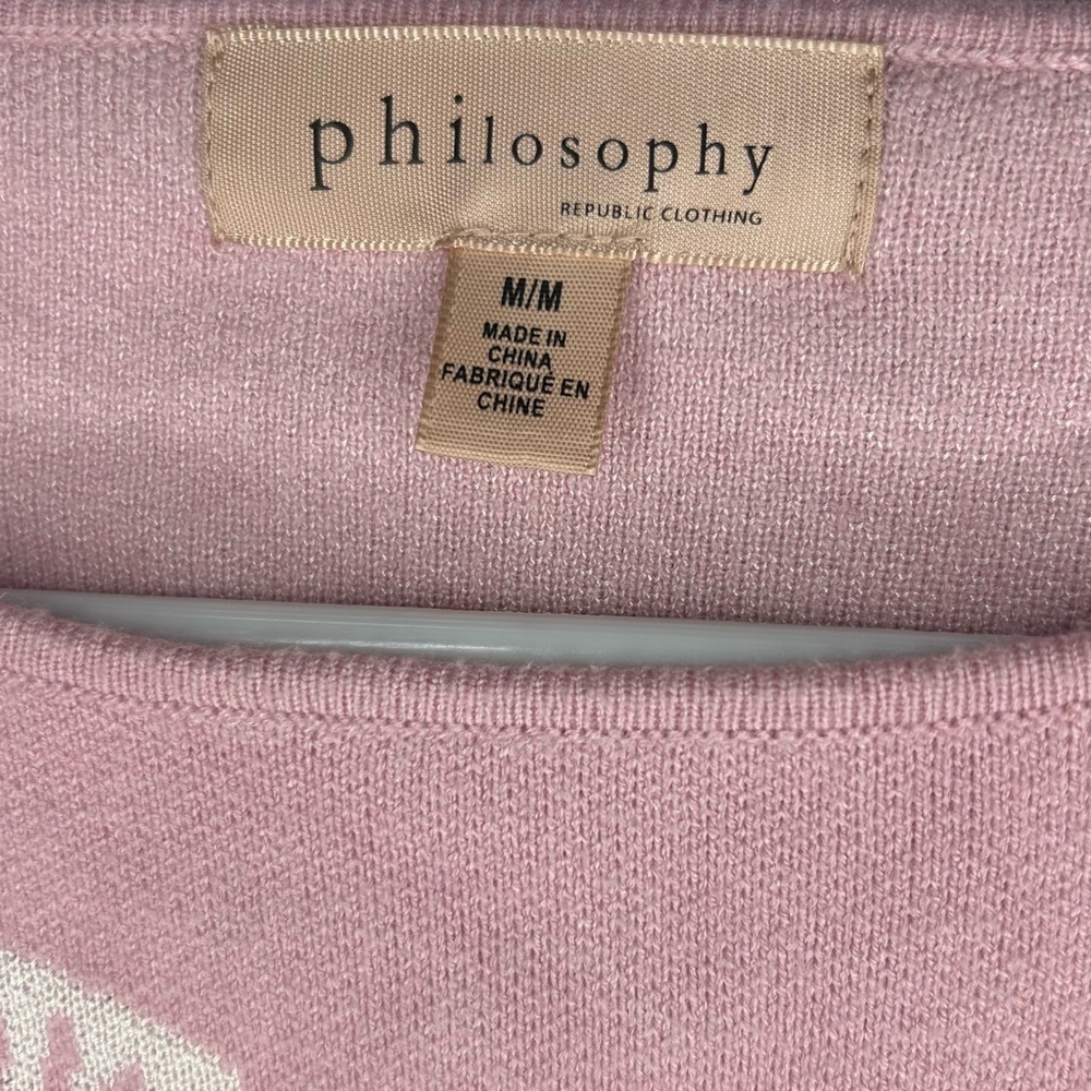 Philosophy Sea Shell Print Jacquard Sweater Pink Blush Women’s Size Medium Boho - Picture 5 of 9